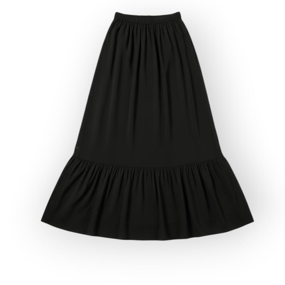 Halara High Waisted High Low Ruffle Maxi Skirt Flowy Black XL NWT Coastal Boho - Picture 2 of 8